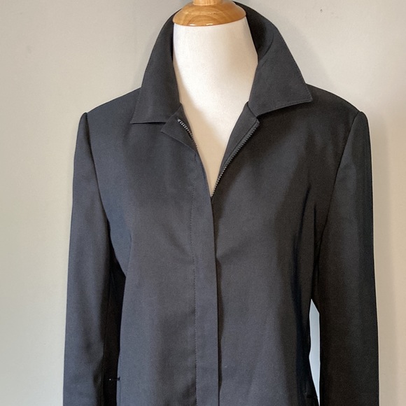Slates Janet Howard Black Lightweight Overcoat Trench Size Small - Picture 6 of 11